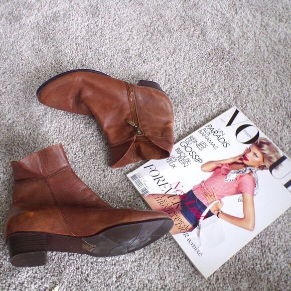 Spring step brown leather ankle boots 39 - Picture 1 of 10